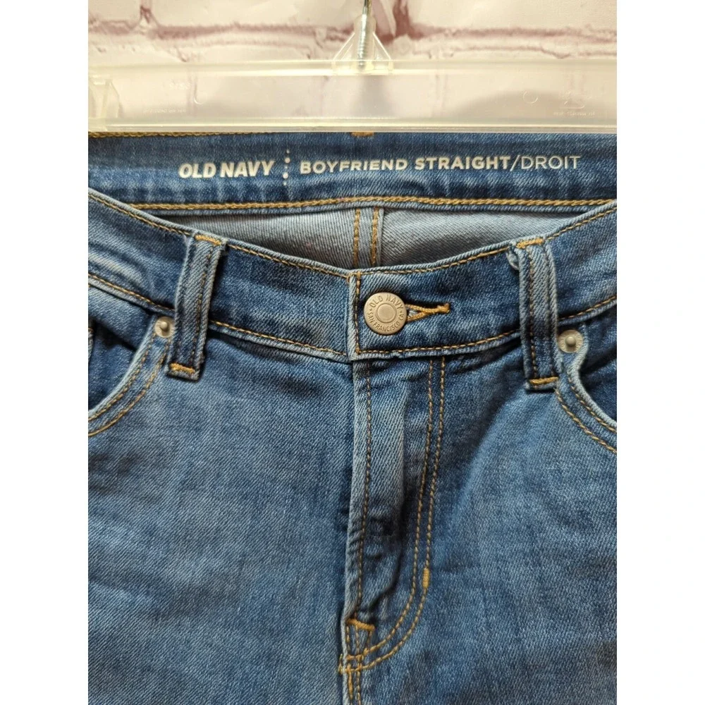 Old Navy blue jeans Boyfriend straight denim Women 4 tall mid rise ankle 2 tone